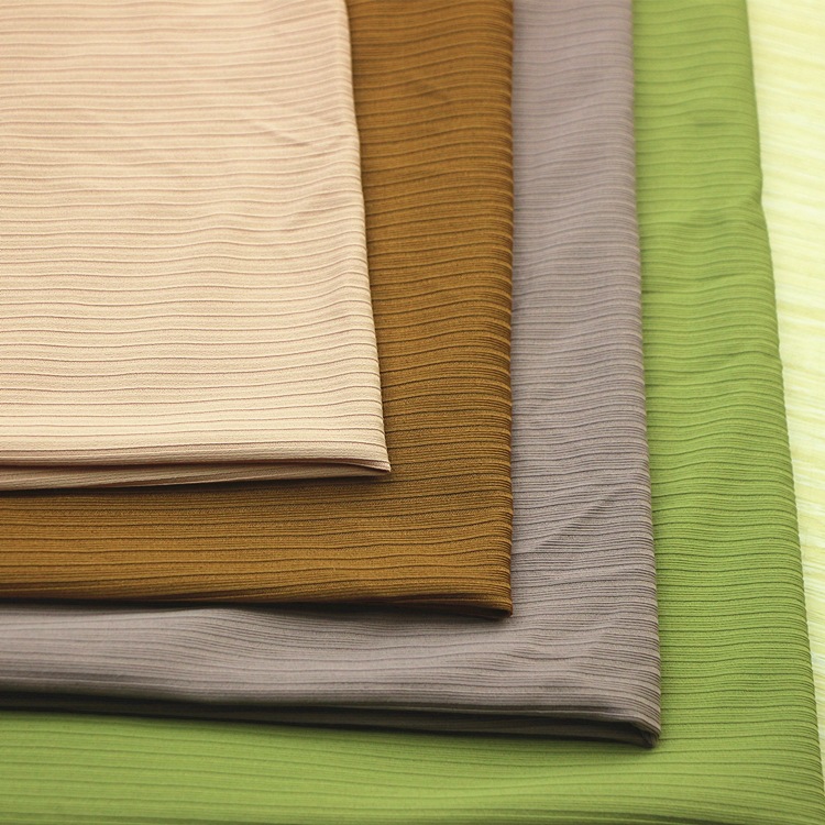 涤纶氨纶罗纹螺纹布服装面料针织纬编双面布低弹涤弹力4×2罗纹布