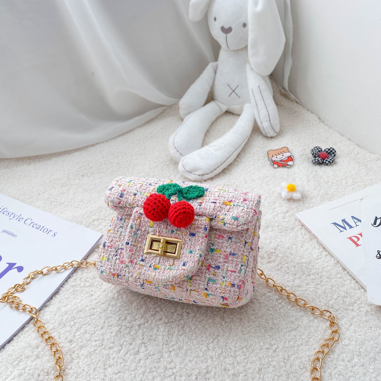 2020 nuevo bolso para niños estilo coreano lindo estilo Chanel hombro bolsa de mensajero moda mini princesa Niña Accesorios bolsa