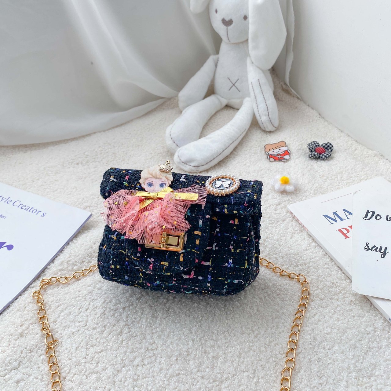 2020 nuevo bolso para niños estilo coreano lindo estilo Chanel hombro bolsa de mensajero moda mini princesa Niña Accesorios bolsa