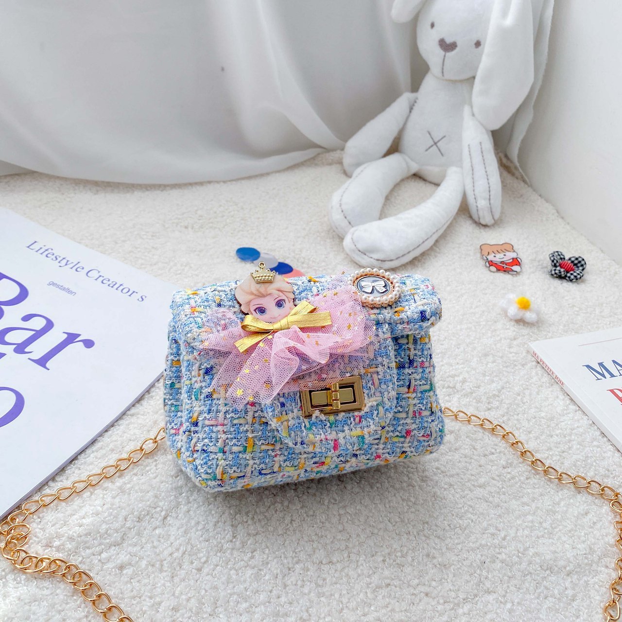 2020 nuevo bolso para niños estilo coreano lindo estilo Chanel hombro bolsa de mensajero moda mini princesa Niña Accesorios bolsa