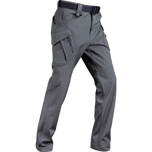 Angken Spring and Autumn Velvet Soft Shell Tactical Pants Men's Windproof IX9 Military Fan Outdoor Overalls Stretch Straight Training Pants