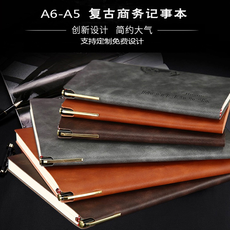 抄本子便携带笔a5笔记本印刷logo商务办公记事本仿皮仿皮商务本