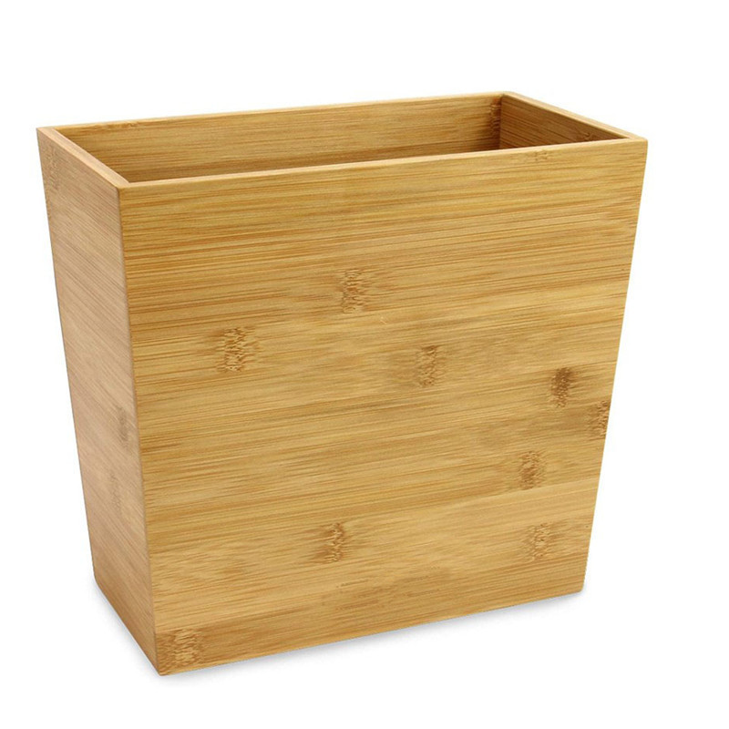 Bamboo Trash Can Open-Top Waste Basket Office Kitchen Trash Bin Children's Toy Storage Box Wooden Storage