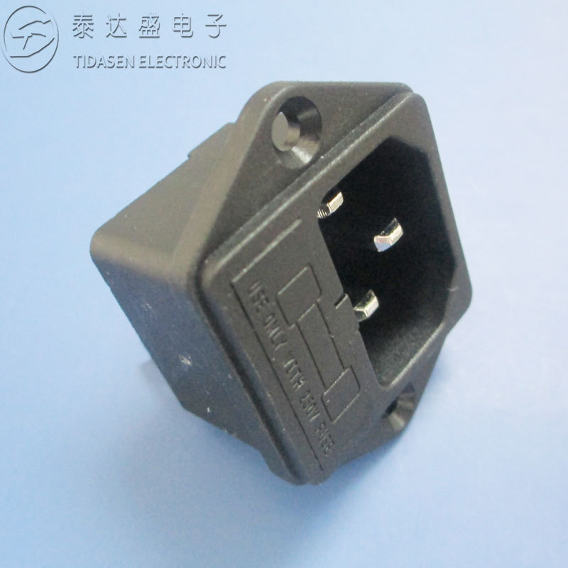 品字二合一AC电源插座纯铜带螺丝孔有保险位耐高温ROHS料DB-14-F1