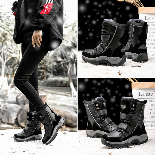 2024 Autumn and Winter Plush Cotton Boots Thickened Cotton Shoes Warm Snow Boots Mid-calf Women's Boots Amazon Cross-Border European and American Women