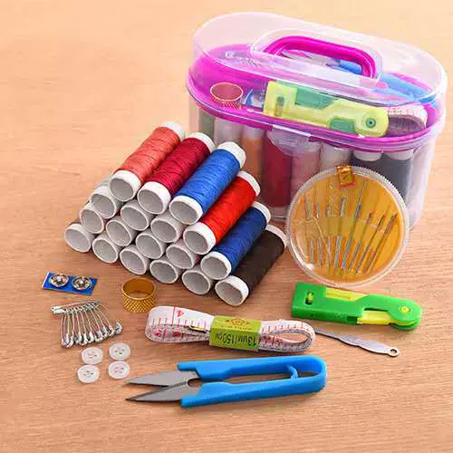 12色线针线盒套装 多功能针线包 便携式缝补收纳工具百宝箱
