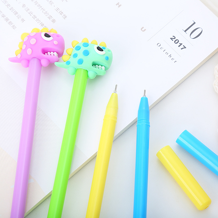 Lindo estudiante pluma creativa dinosaurio gel pluma de dibujos animados Tyrannosaurus pluma de firma a base de agua Aprendizaje de papelería de oficina al por mayor