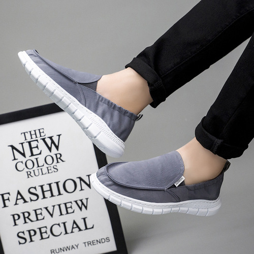 Spring and Summer New Model Fabric Shoes Korean Style One-Piece Casual Shoes Cross-Border Wholesale Flat Breathable Lightweight Fashion Match Men's Shoes