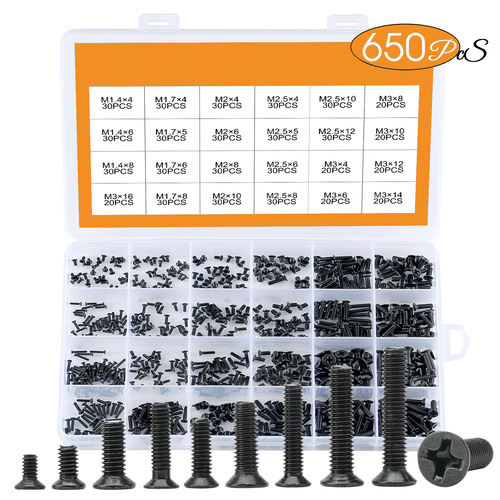KM plated black flat head screw set cross countersunk head cross-border screw boxed hardware accessories manufacturer nail complete set