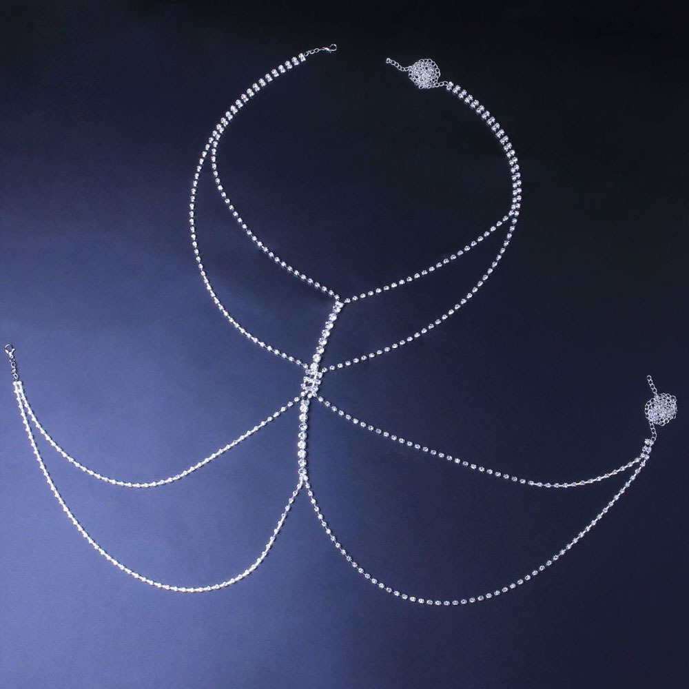 Transfronterizo nuevo rhinestone cuerpo de la cadena del cuerpo sexy bikini cadena del pecho Europeo y Americano de la joyería de la cadena del cuerpo femenino
