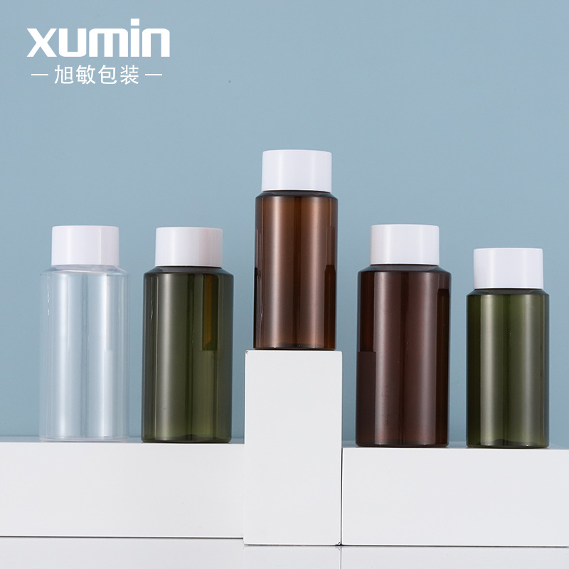 Xumin envases cosméticos sub-botella 100mL botella de rocío puro transparente 150ml botella de tóner de plástico marrón
