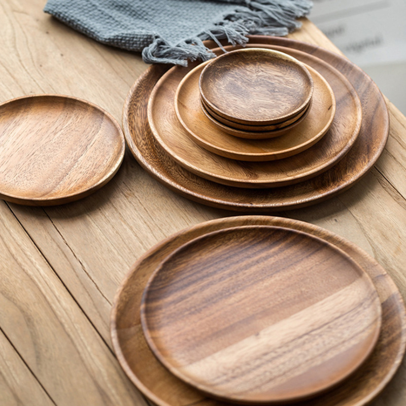 South American Walnut Plate Japanese Wooden Plate Round Wooden Tableware Refreshment Plate Solid Wood Snack Fruit Plate South American Walnut Plate Japanese Wooden Plate Round Wooden Tableware Refreshment Plate Solid Wood Snack Fruit Plate