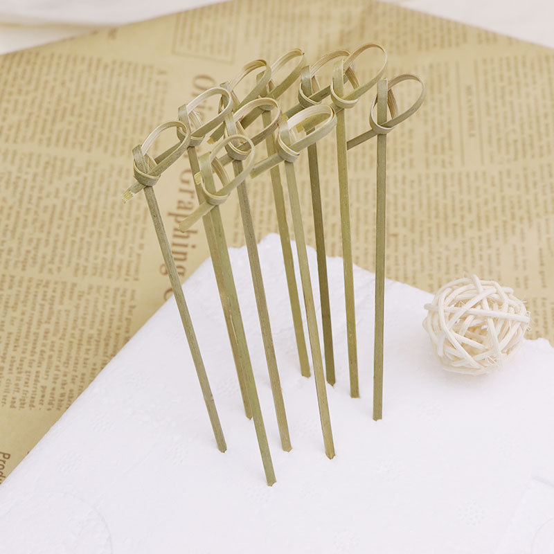 Nudo de bambú cadena desechable enchufe de fruta Cadena de anillo postre sushi palo azúcar palo de fruta