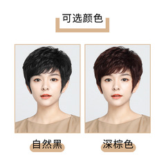 Headwear for women with bald heads, suitable for middle-aged and elderly mothers - false hairpiece made of real hair, hand-woven with textured, short curly hair.