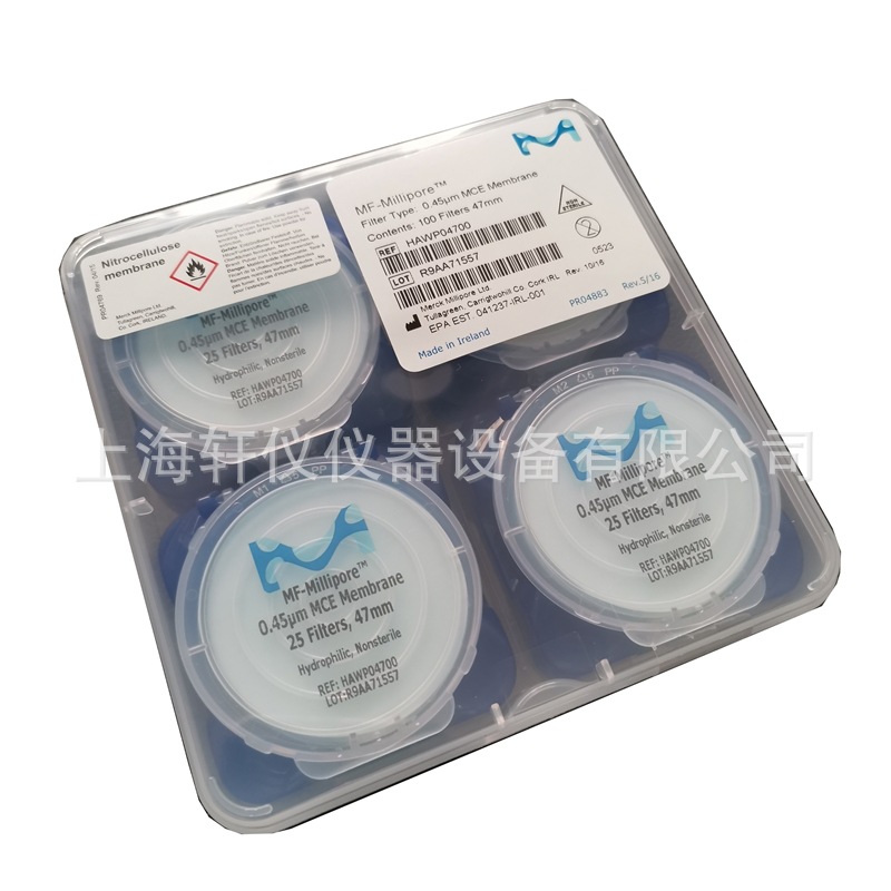HAWP04700默克密理博47mm亲水MCE白色0.45um圆片表面滤膜