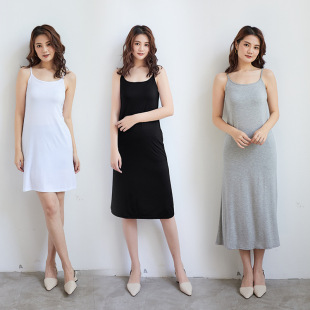 Base long slip dress, skirt, tank top, T-shirt, 40, plus size, mid-length