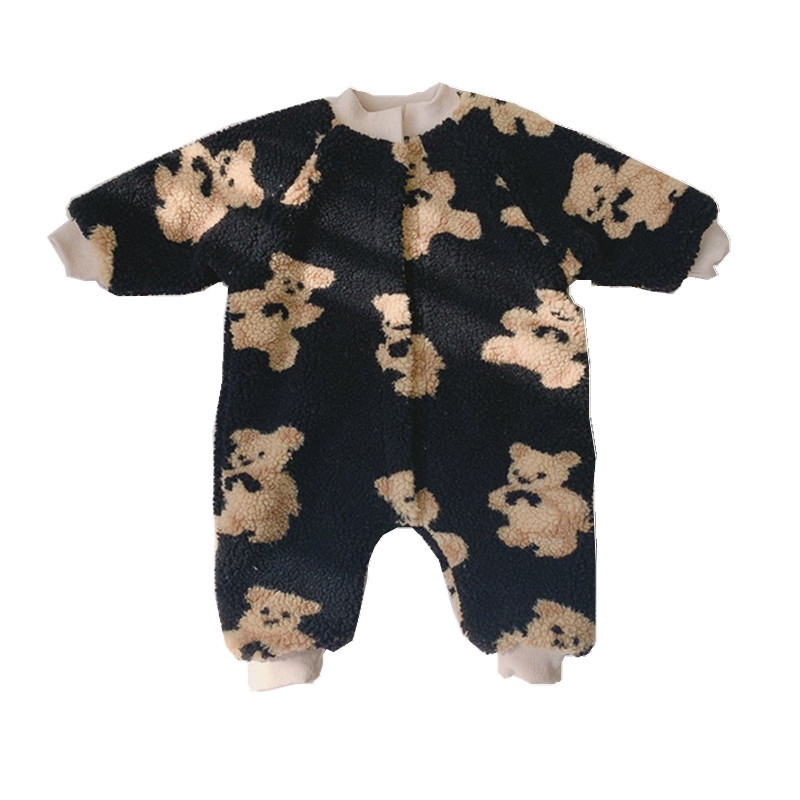 Bebé oso algodón mameluco Bebé Ropa de invierno Bebé mono bebé suéter forrado de lana engrosada ropa de excursión caliente