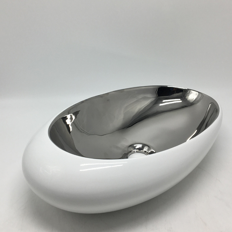 Lavabo de encimera, lavabo de cerámica de estilo europeo, lavabo ovalado para baño de hotel, nuevo estilo chino, ligero y lujoso