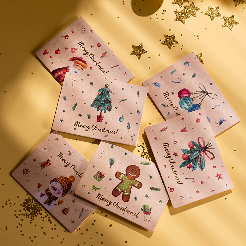 Christmas greeting card folded diy Korea creative ins style handmade paper card paper message Thanksgiving gift card