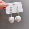Tide, silver needle, fashionable earrings from pearl, silver 925 sample, internet celebrity, simple and elegant design