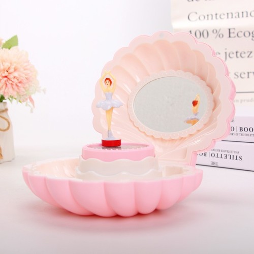 Lilac Heart Rainbow Luminous Shimmering Shell Music Box Eight-Track Music Box Children Girls Jewelry Box Rotating Dancing Gift