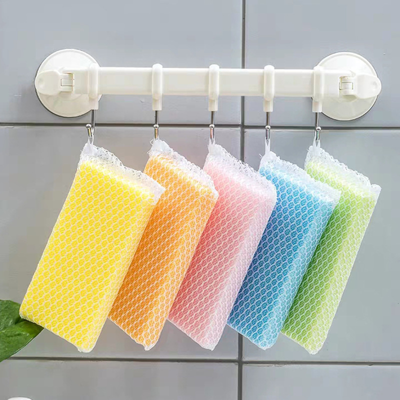 Cross-Border Mesh Easy Foaming Degreasing Kitchen Cleaning Sponge Wipe Non-Stick Pan Special Soft Decontamination Absorbent Dishwashing Towel
