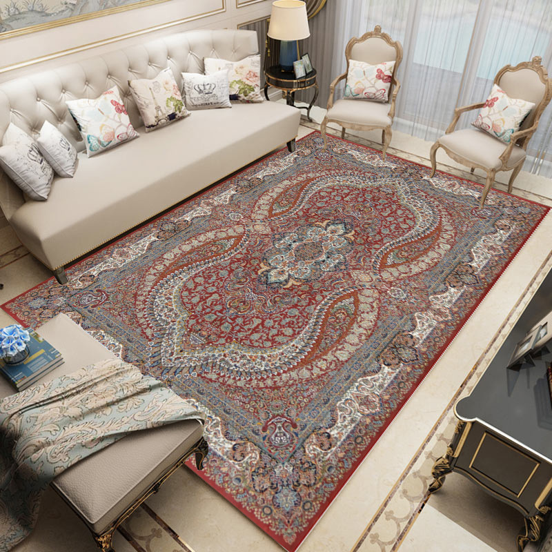 Persian Style Living Room Carpet Turkish Carpet European Style Floral Household Carpet Dirt Resistant Washable Support for Hair