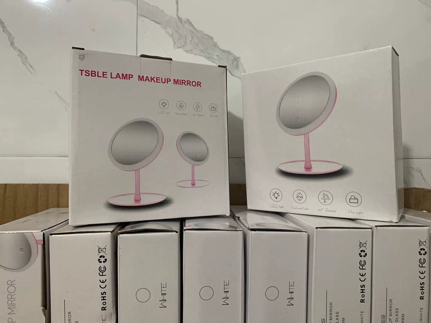 Фабричная оптовая продажа зеркала для макияжа с LED на столе, складное портативное зеркало для макияжа, заменяемое