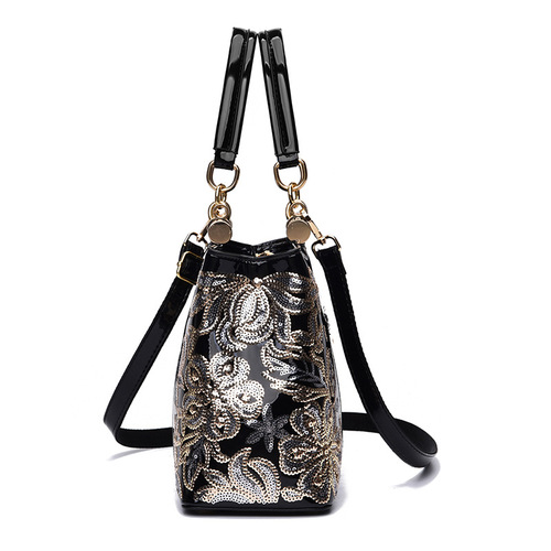  Autumn European & American Retro Handbag, Large-Capacity Bright Leather, Double-Sided Embroidered Women's Bag—Elegant Shoulder & Crossbody Option