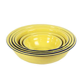 搪瓷碗搪瓷汤盆搪瓷黄色卷边 搪瓷汤碗 搪瓷饭盆黄色搪瓷面盆