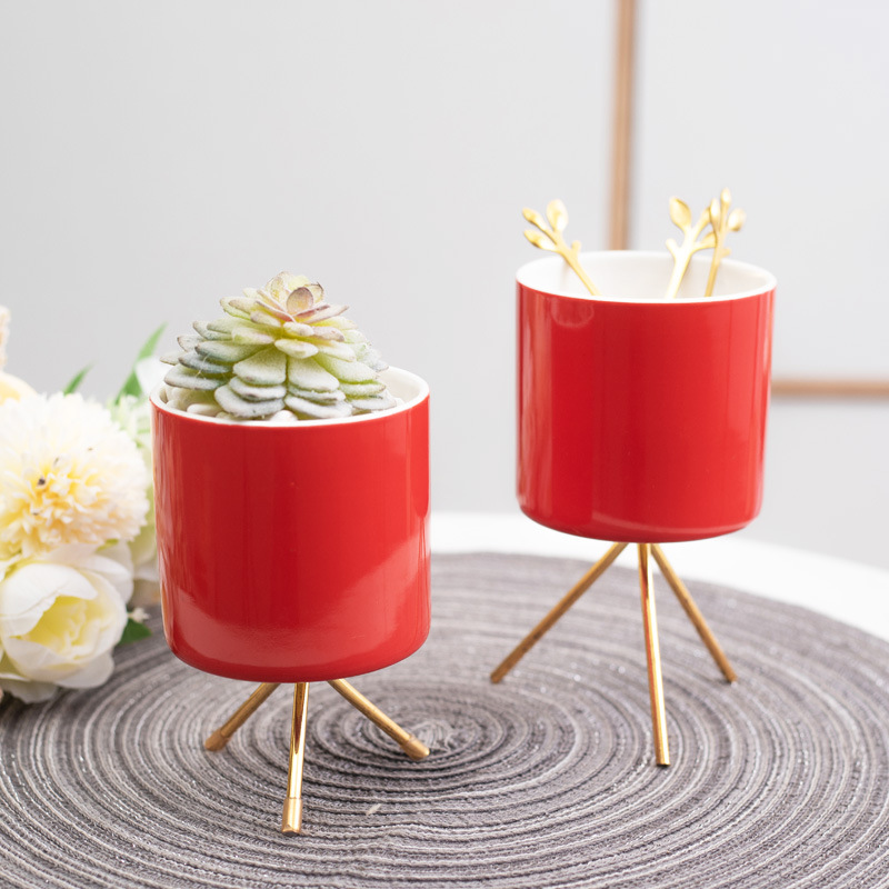 Ins nordic hierro maceta de cerámica suculenta flor artificial decoración de escritorio maceta de cerámica verde planta fabricante de flores