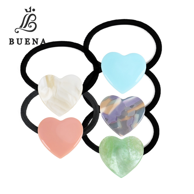 ins simple cold style acetic acid acrylic love hair rope horsetail high bullet rope bracelet dual-use wholesale