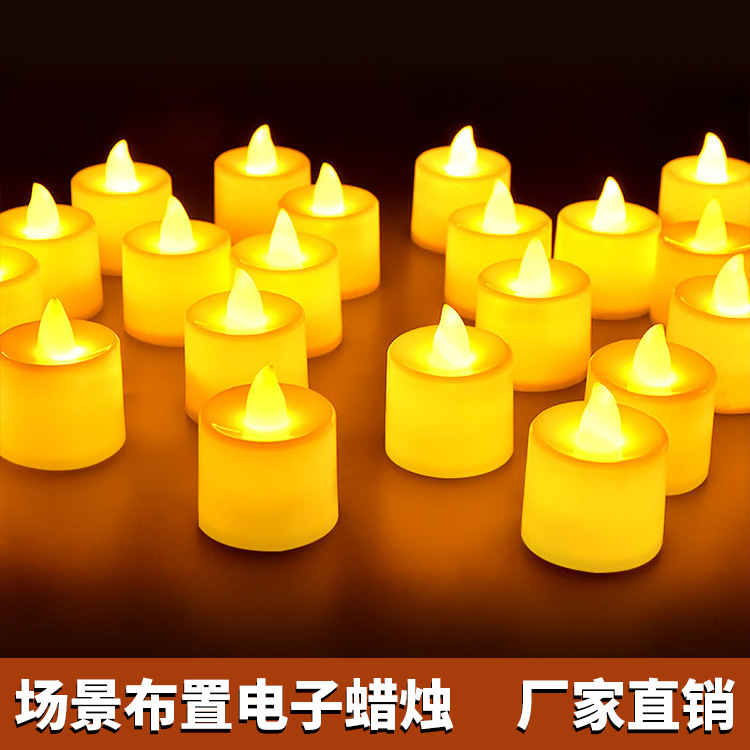 LED electronic candle light cylindrical heart-shaped light confession love seeking wedding room decoration wedding 520 props factory straight hair