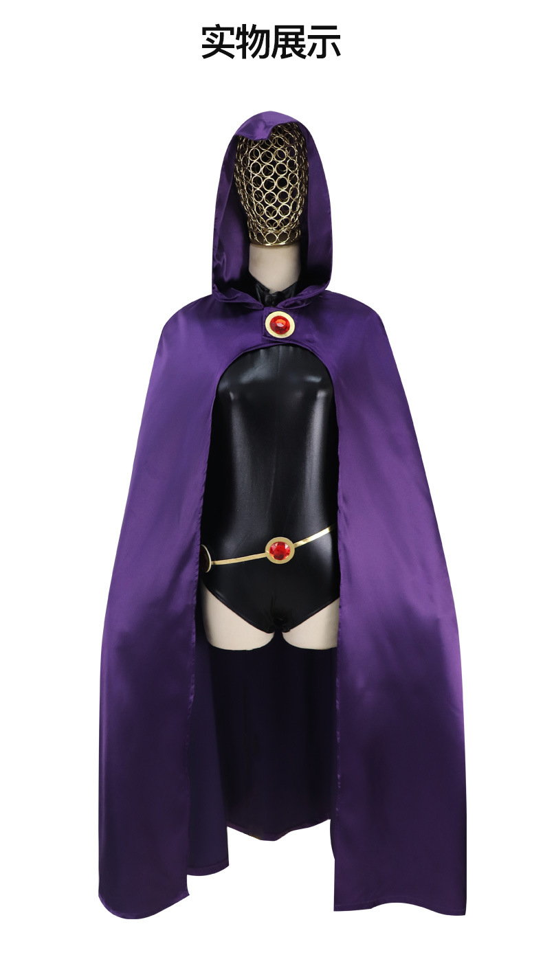 Nuevo disfraz de cosplay de la superheroína Raven de DC Comics, Teen Titans, estilo anime oscuro, en stock.