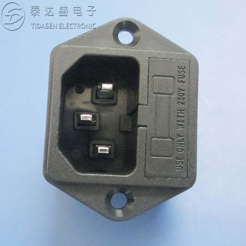 安装尺寸31*28二合一安装孔距40mm可配保险管AC电源插座DB-14-F1