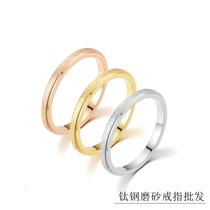 Ing Style Accessible Luxury Titanium Steel Ring for Women K-Style Niche Non-Fading Frosted Ring European and American Cross-Border Hand Jewelry Wholesale