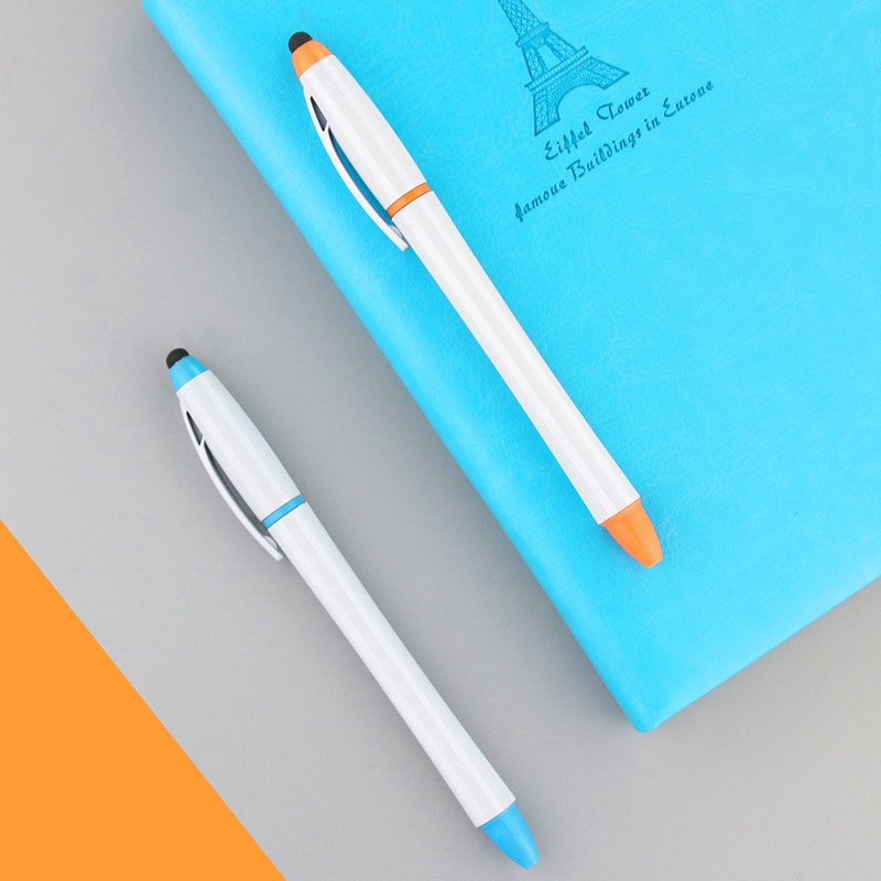 Nuevo multi-funcional de doble cabeza rotulador bolígrafo pluma capacitiva logotipo imprimible de una pieza de promoción multiusos