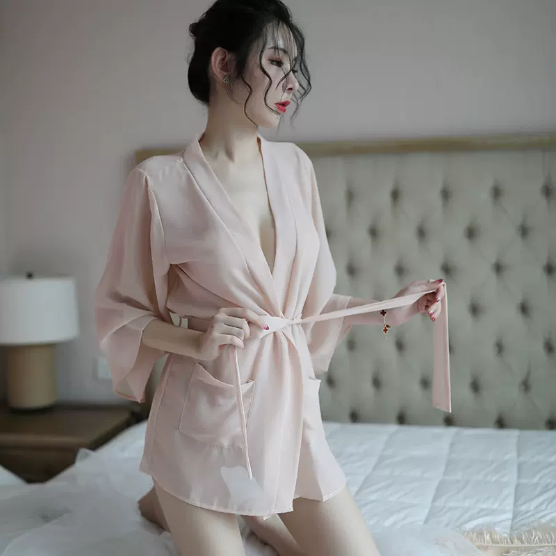 大码情趣内衣睡袍纯欲小胸雪纺浴袍睡衣性感套装诱惑跨境出口专供
