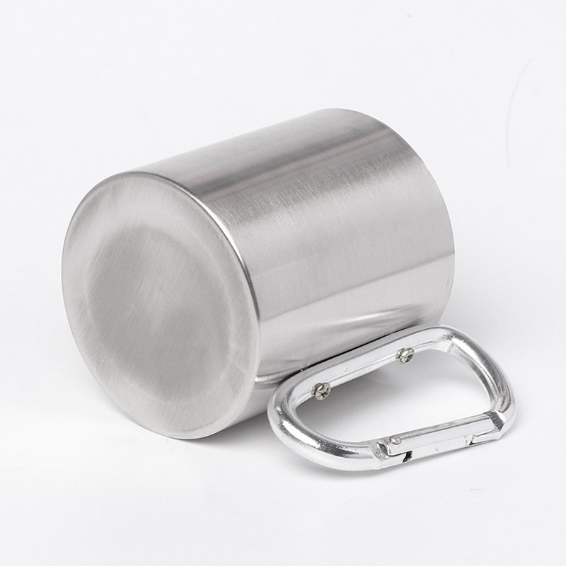 Taza de vacío de color natural de acero inoxidable transfronterizo con mango taza de agua taza de café taza de oficina en casa al por mayor