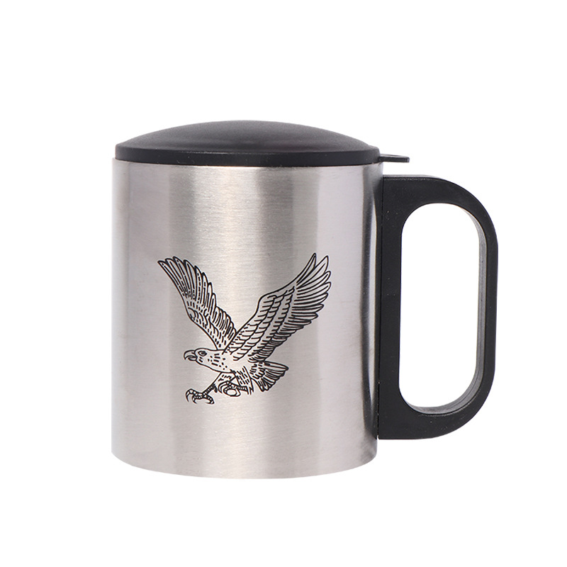 Taza de vacío de doble capa 304 transfronteriza con tapa taza de agua con mango taza de referencia multifunción taza resistente a la caída al por mayor