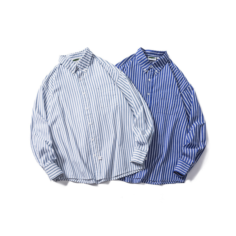 Beijie Men's Clothing American Fashion Brand 2025 Autumn New Color Block Striped Lapel Loose Shirt Top Tops Men Beijie Men's Clothing American Fashion Brand 2025 Autumn New Color Block Striped Lapel Loose Shirt Top Tops Men