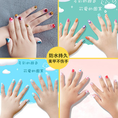 Factory Hot Selling Harmless 24-Piece Kids Wearable Nails Cute Cartoon Adhesive Back Style Children Nail Stickers