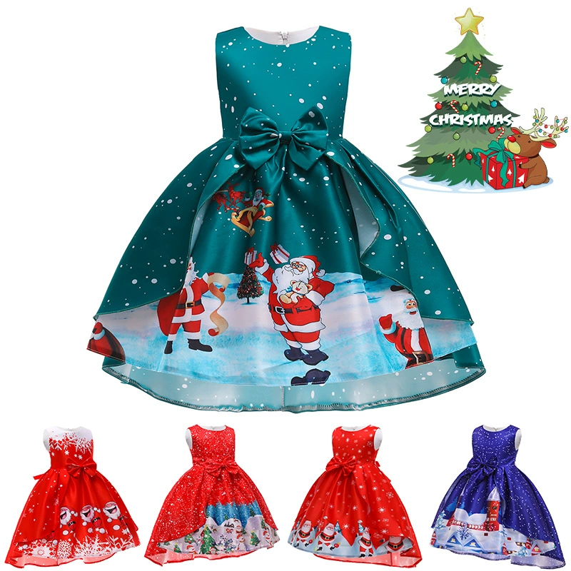2024 европейские и американские рождественские платья для мальчиков Санта-Клаус снежинка с принтом швабры