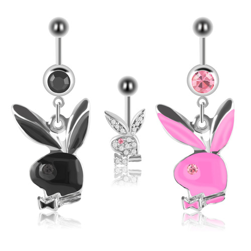 Amazon's new stainless steel base oil cute rabbit belly button ring belly button dance jewelry manufacturer piercing jewelry