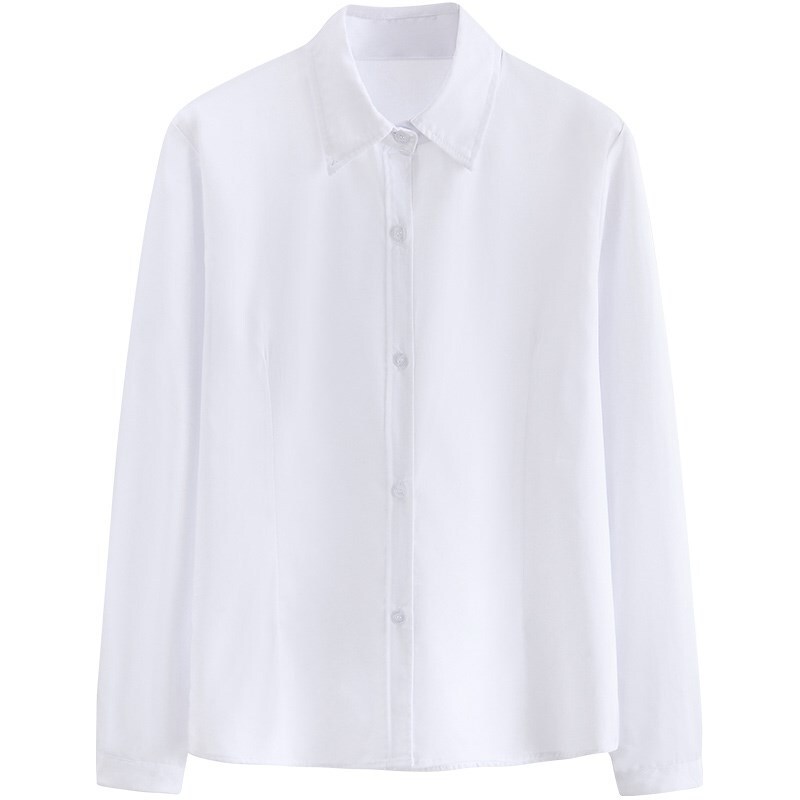 White Shirt for Women, Long-Sleeved, Slim-Fit, Pointed Collar Top, Business Attire, Formal Wear, Work Uniform, Jk Uniform, Versatile for Spring, Summer, and Autumn, Cross-Border
