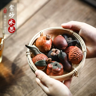 紫砂果盘茶宠摆件可养仿生花生瓜子红枣核桃 禅意创意个性茶盘把