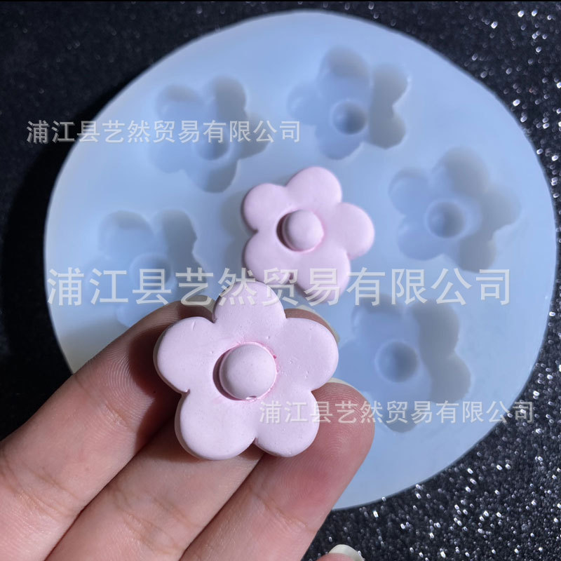 Cinco pétalos de flores de silicona molde aromaterapia yeso hecho a mano vela salida de aire del coche decoración de bricolaje
