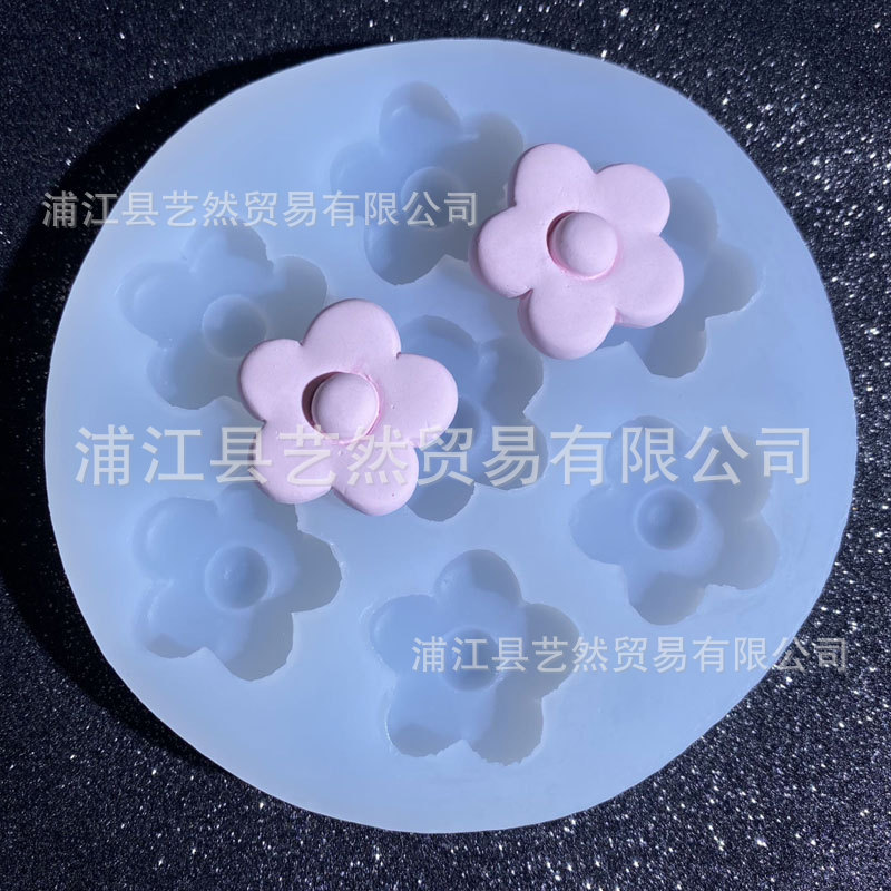 Cinco pétalos de flores de silicona molde aromaterapia yeso hecho a mano vela salida de aire del coche decoración de bricolaje