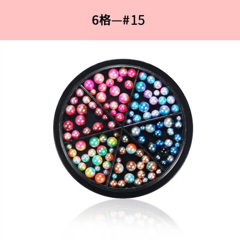 Joyería de uñas en caja taladro Perla metal remache lámina oro Shell rhinestone traje mezclado pequeña joyería al por mayor