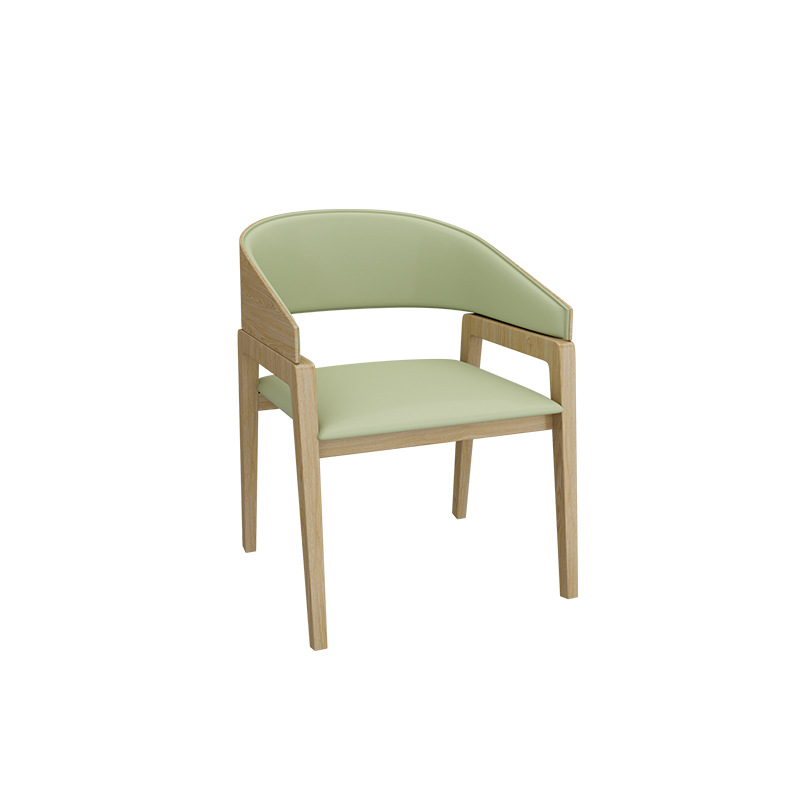 Silla de madera maciza verde Matcha